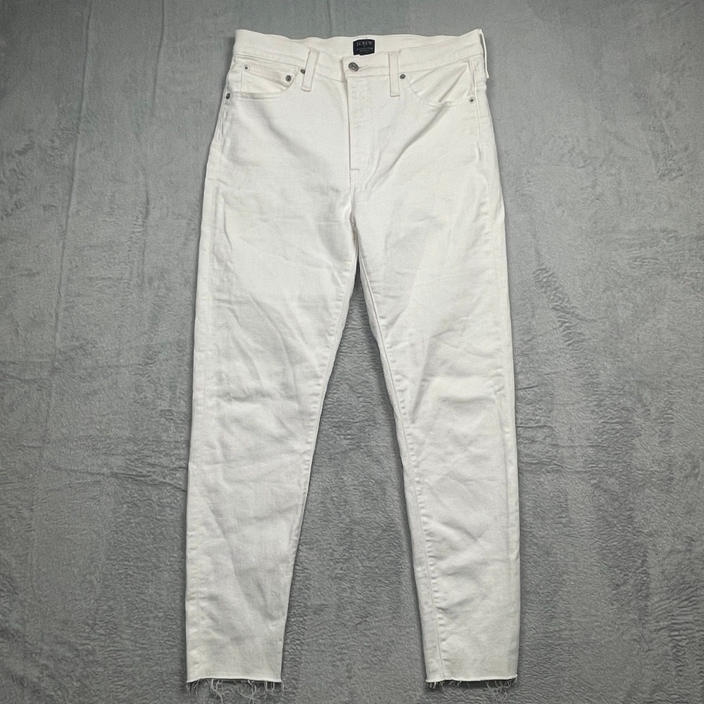 J.Crew Jeans Women 30 White 10" High-Rise Skinny Raw Hem Re-Imagined Denim